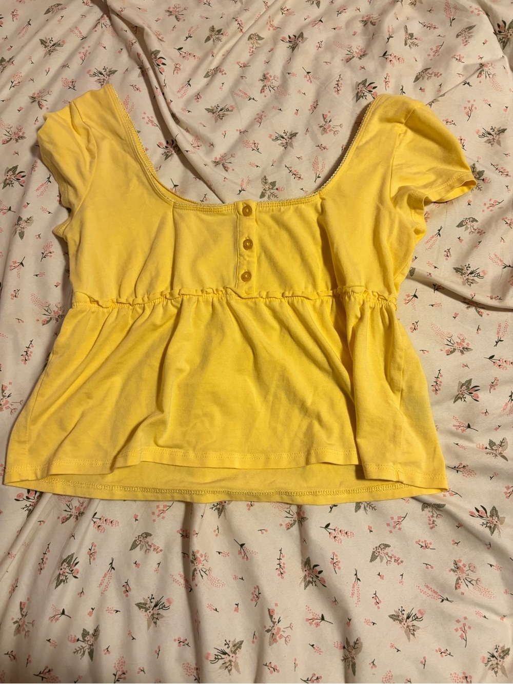 Yellow Peplum Short Sleeve Women's Top